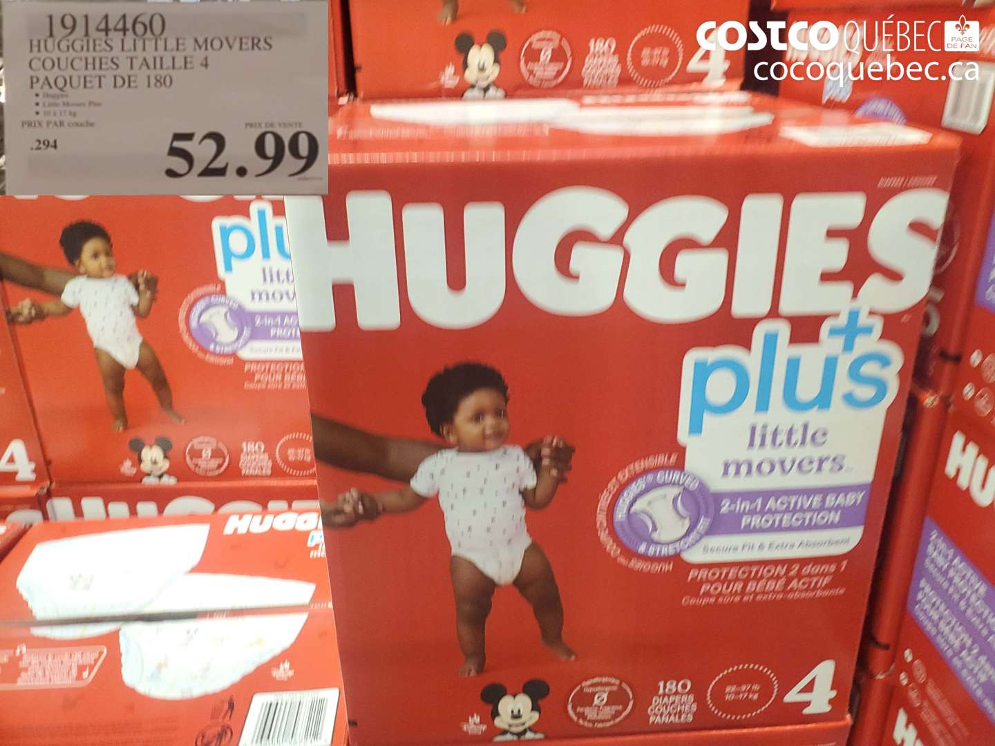 1914460 HUGGIES LITTLE MOVERS COUCHES TAILLE 4 PAQUET DE 180 $52.99