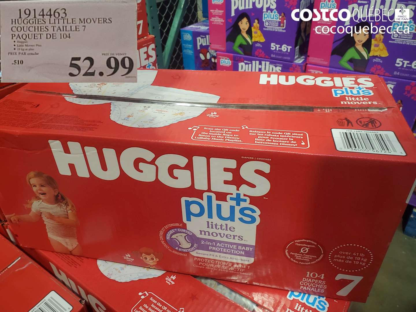 1914463 HUGGIES LITTLE MOVERS COUCHES TAILLE 7 PAQUET DE 104 $52.99