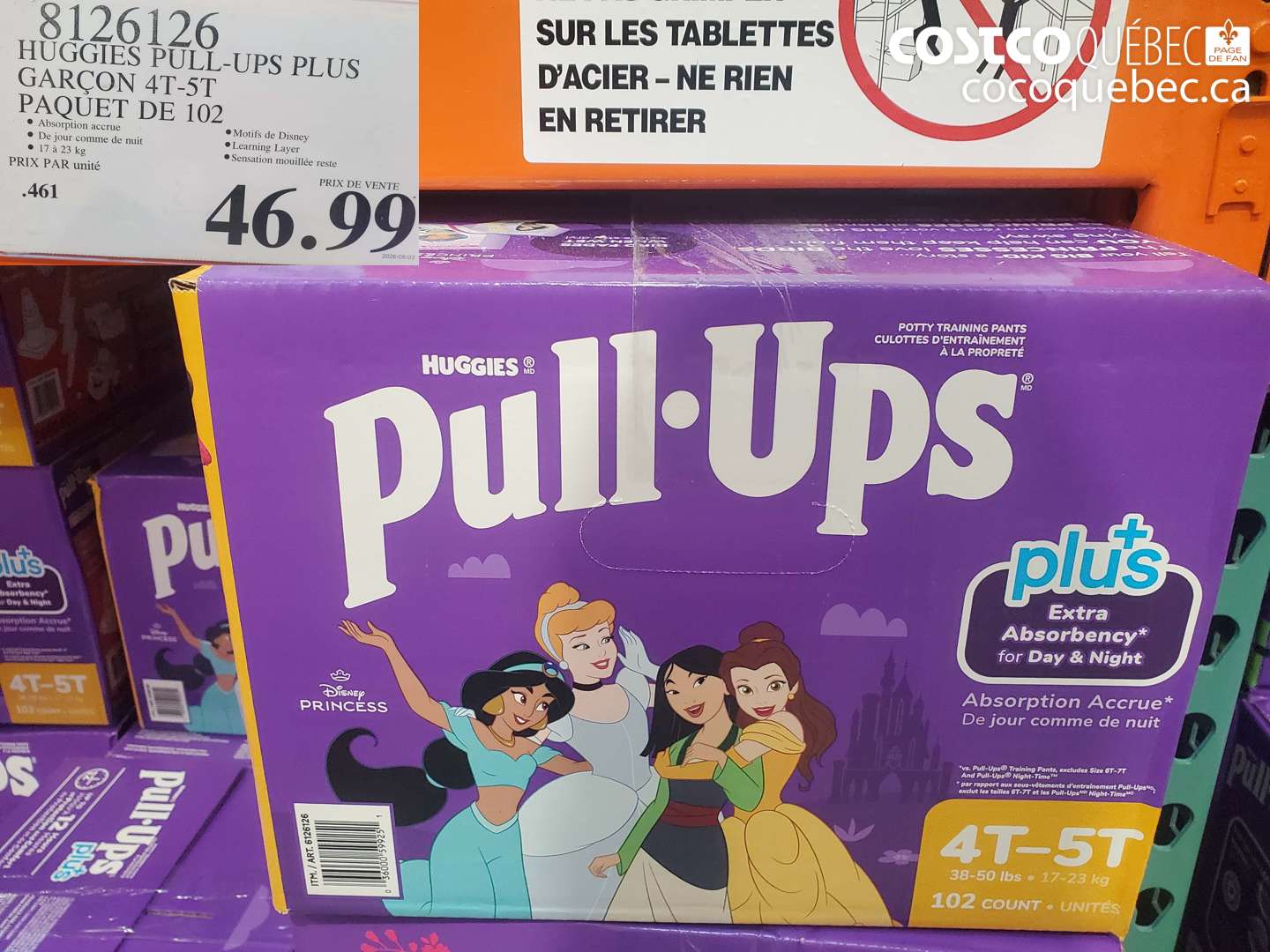 8126126 HUGGIES PULL-UPS PLUS GARÇON 4T-5T PAQUET DE 102 $46.99