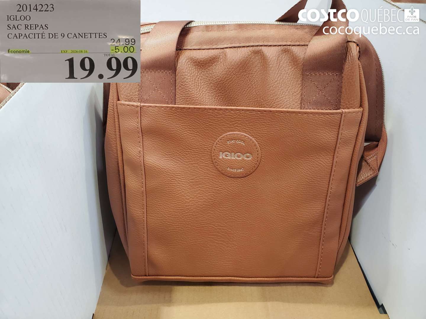 2014223 IGLOO SAC REPAS CAPACITÉ DE 9 CANETTES ($5.00 INSTANT SAVINGS EXPIRES ON 2026-08-16) $19.99