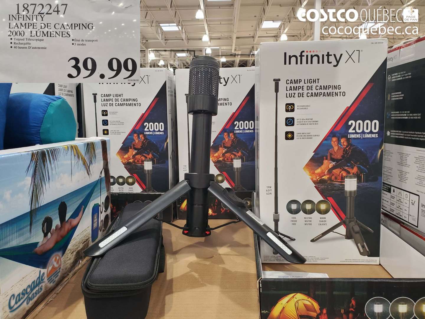 1872247 INFINITY LAMPE DE CAMPING 2000 LUMENES $39.99