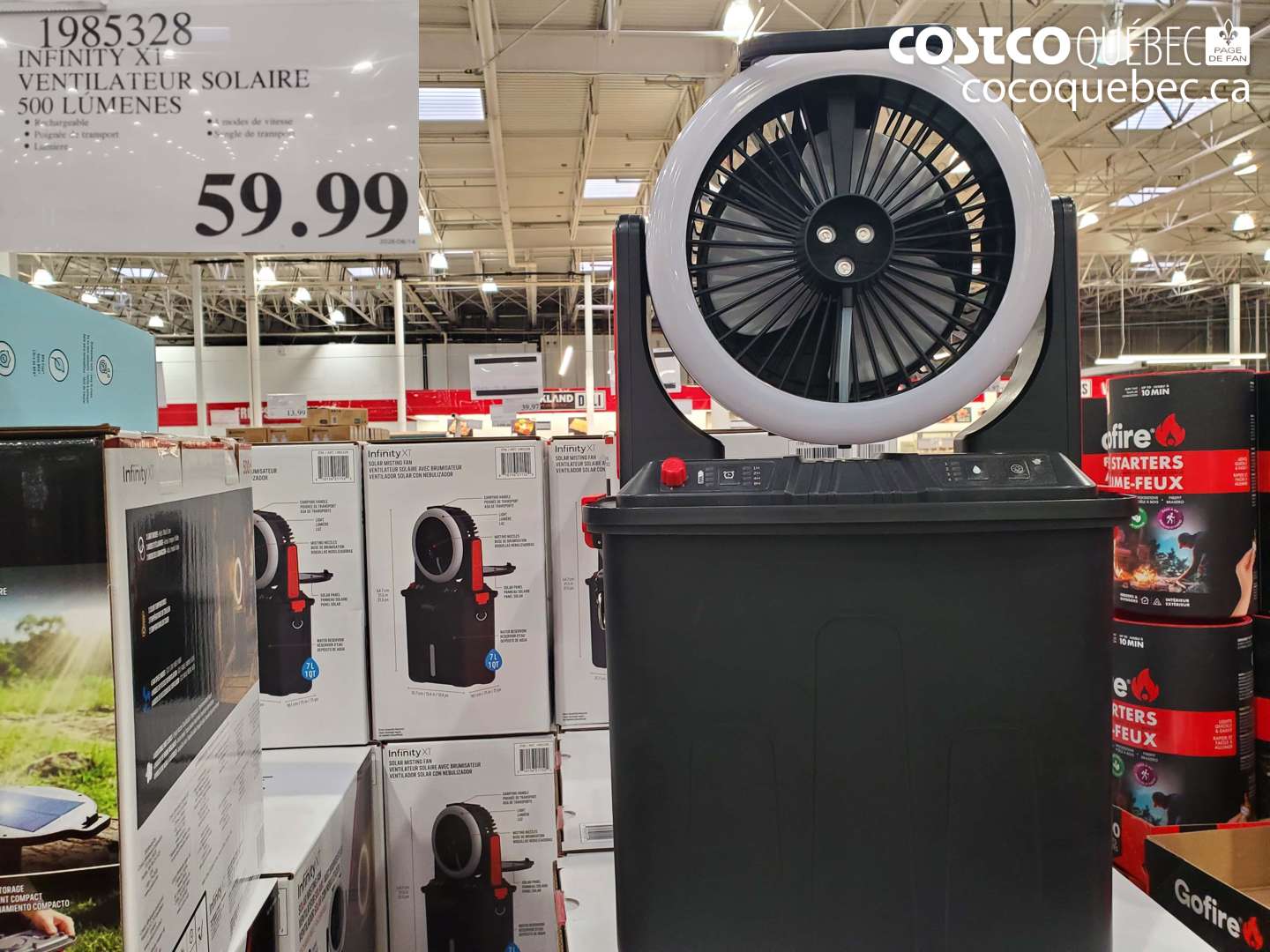 1985328 INFINITY XI VENTILATEUR SOLAIRE 500 LUMENES $59.99