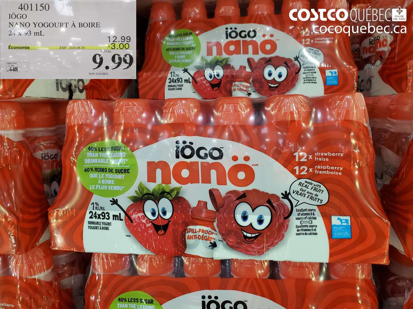 401150 IÖGO NANO YOGOURT À BOIRE 24 X 93 ML ($3.00 INSTANT SAVINGS EXPIRES ON 2026-08-30) $9.99