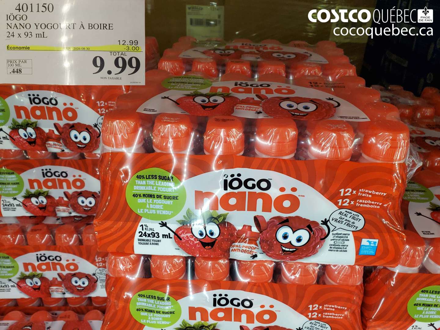 401150 IÖGO NANO YOGOURT À BOIRE 24 X 93 ML ($3.00 INSTANT SAVINGS EXPIRES ON 2026-08-30) $9.99