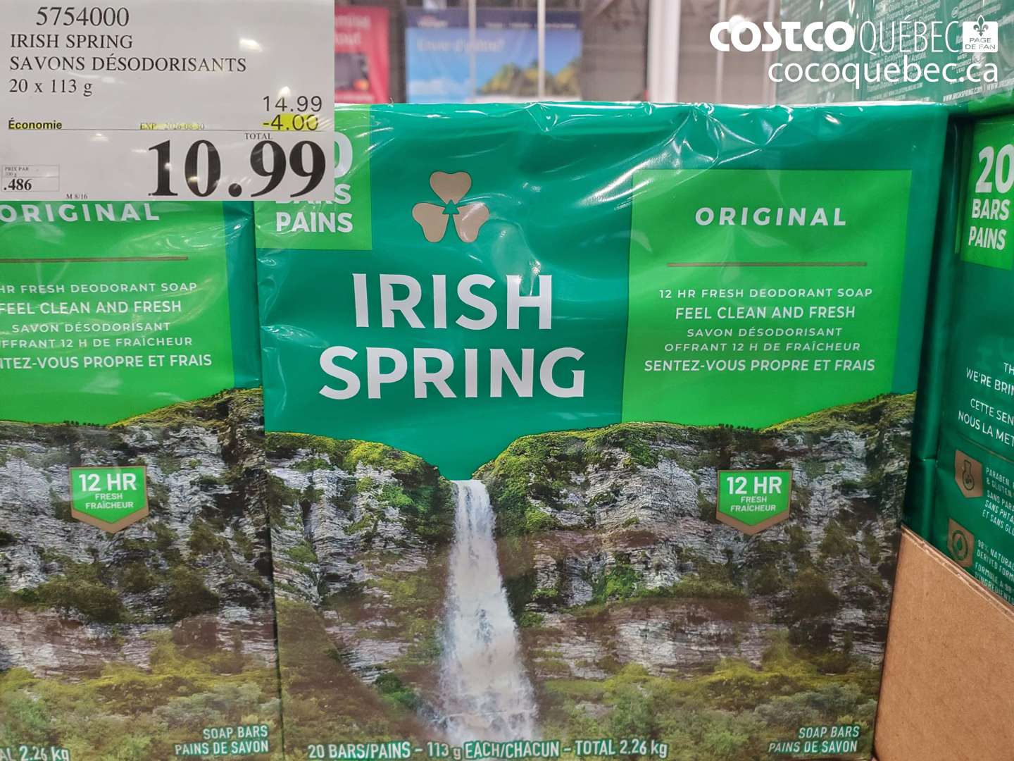 5754000 IRISH SPRING SAVONS DÉSODORISANTS ($4.00 INSTANT SAVINGS EXPIRES ON 2026-08-30) $10.99