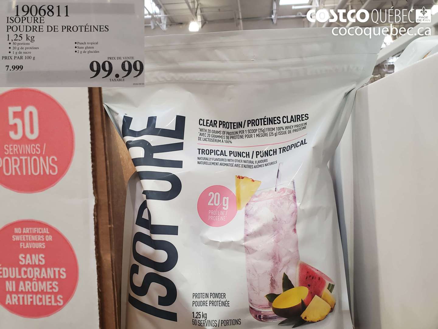 1906811 ISOPURE POUDRE DE PROTÉINES 1.25 KG $99.99