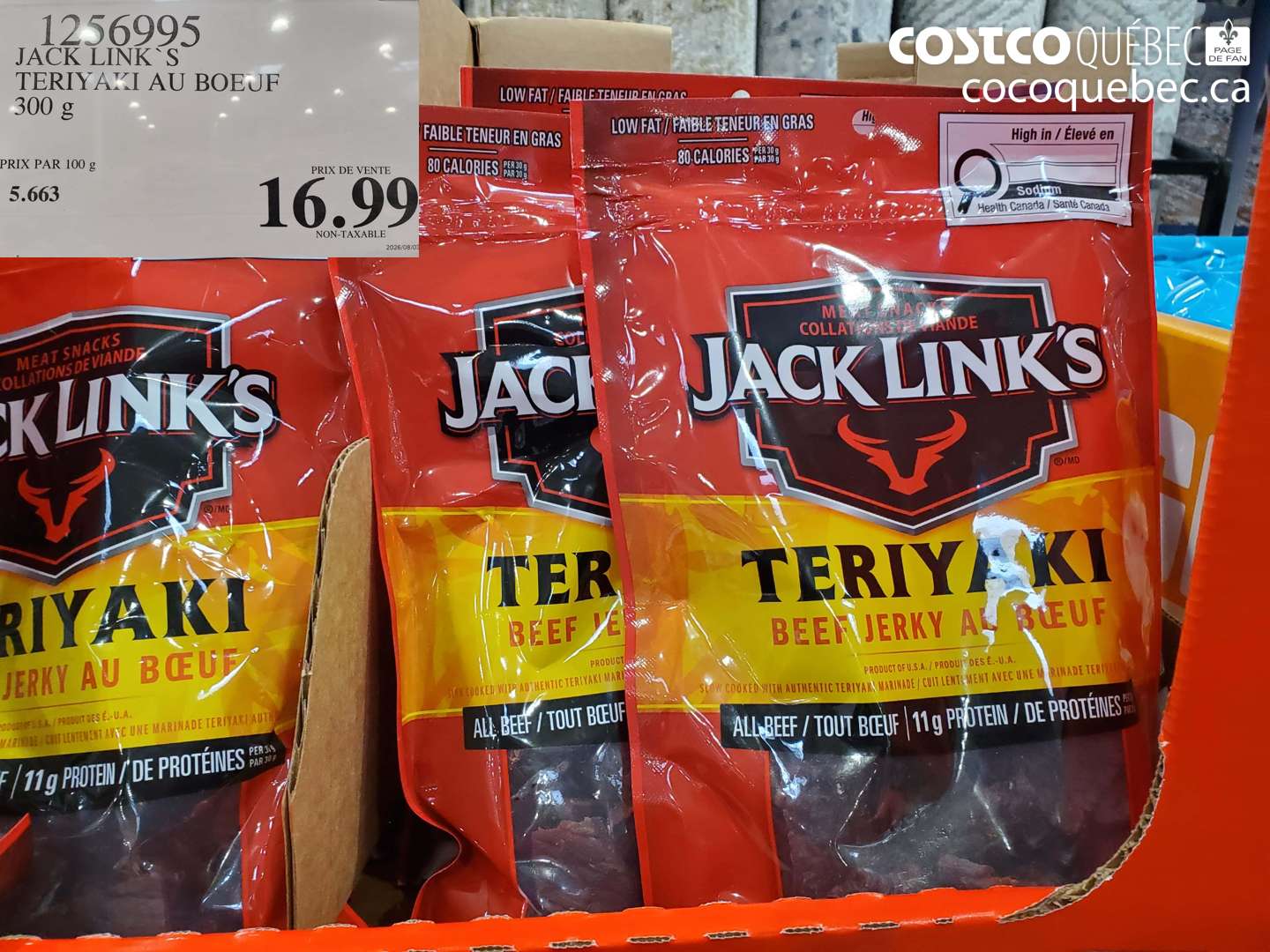 1256995 JACK LINK'S TERIYAKI AU BOEUF $16.99
