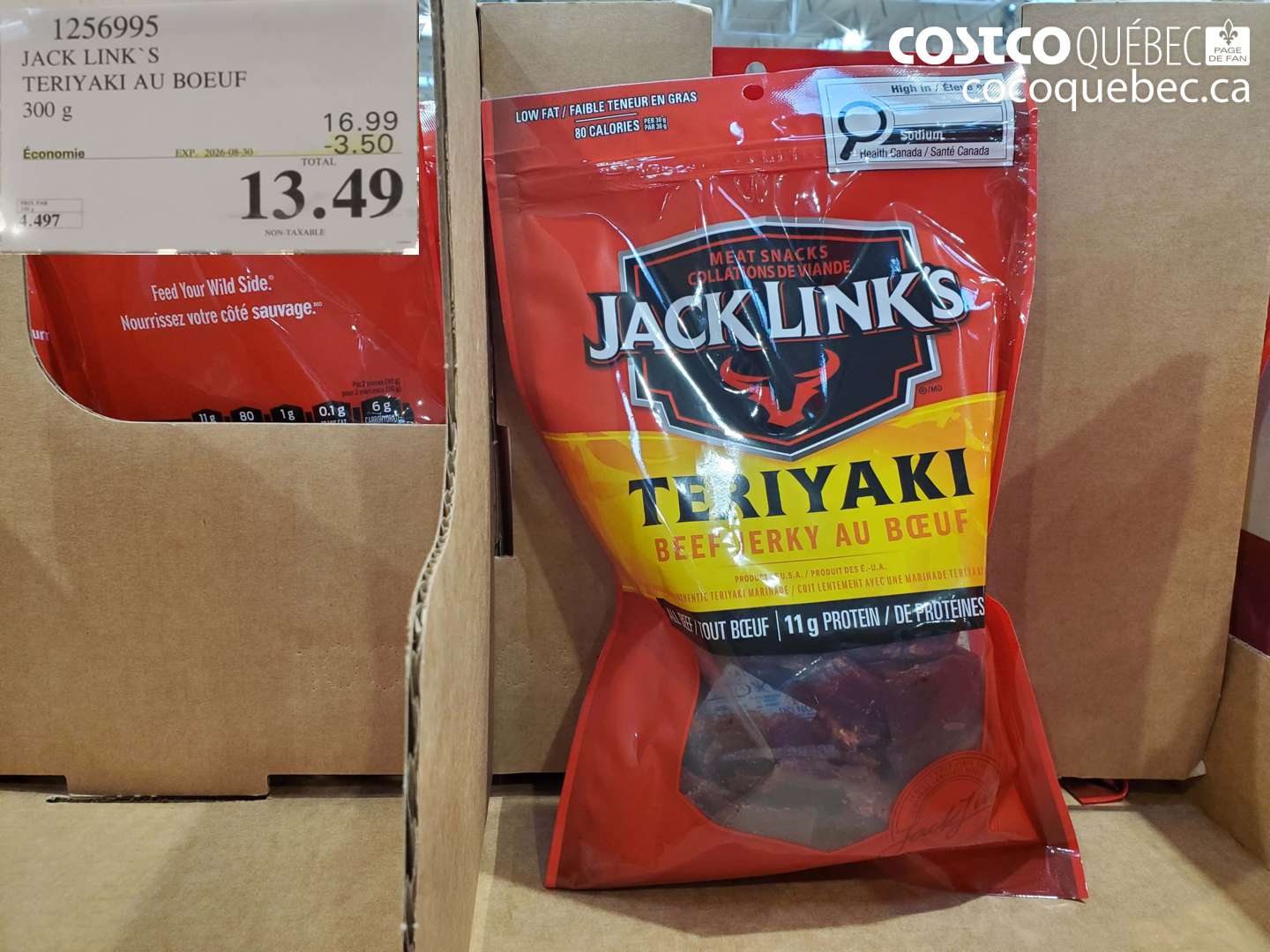 1256995 JACK LINK'S TERIYAKI AU BOEUF ($3.50 INSTANT SAVINGS EXPIRES ON 2026-08-30) $13.49