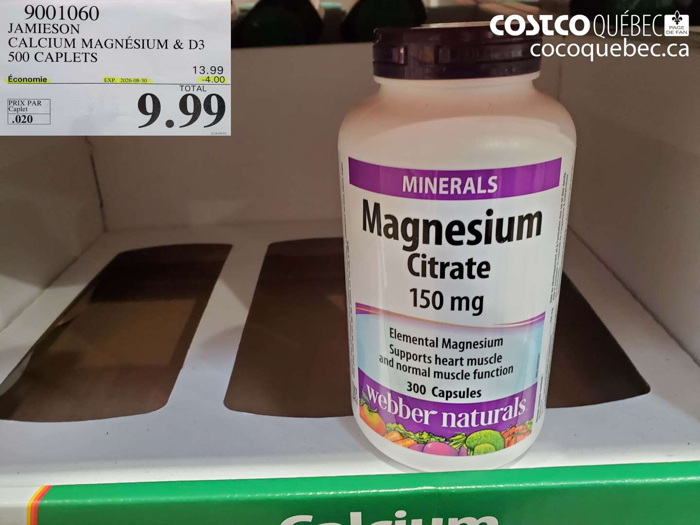 9001060 JAMIESON CALCIUM MAGNÉSIUM & D3 500 CAPLETS ($4.00 INSTANT SAVINGS EXPIRES ON 2026-08-30) $9.99