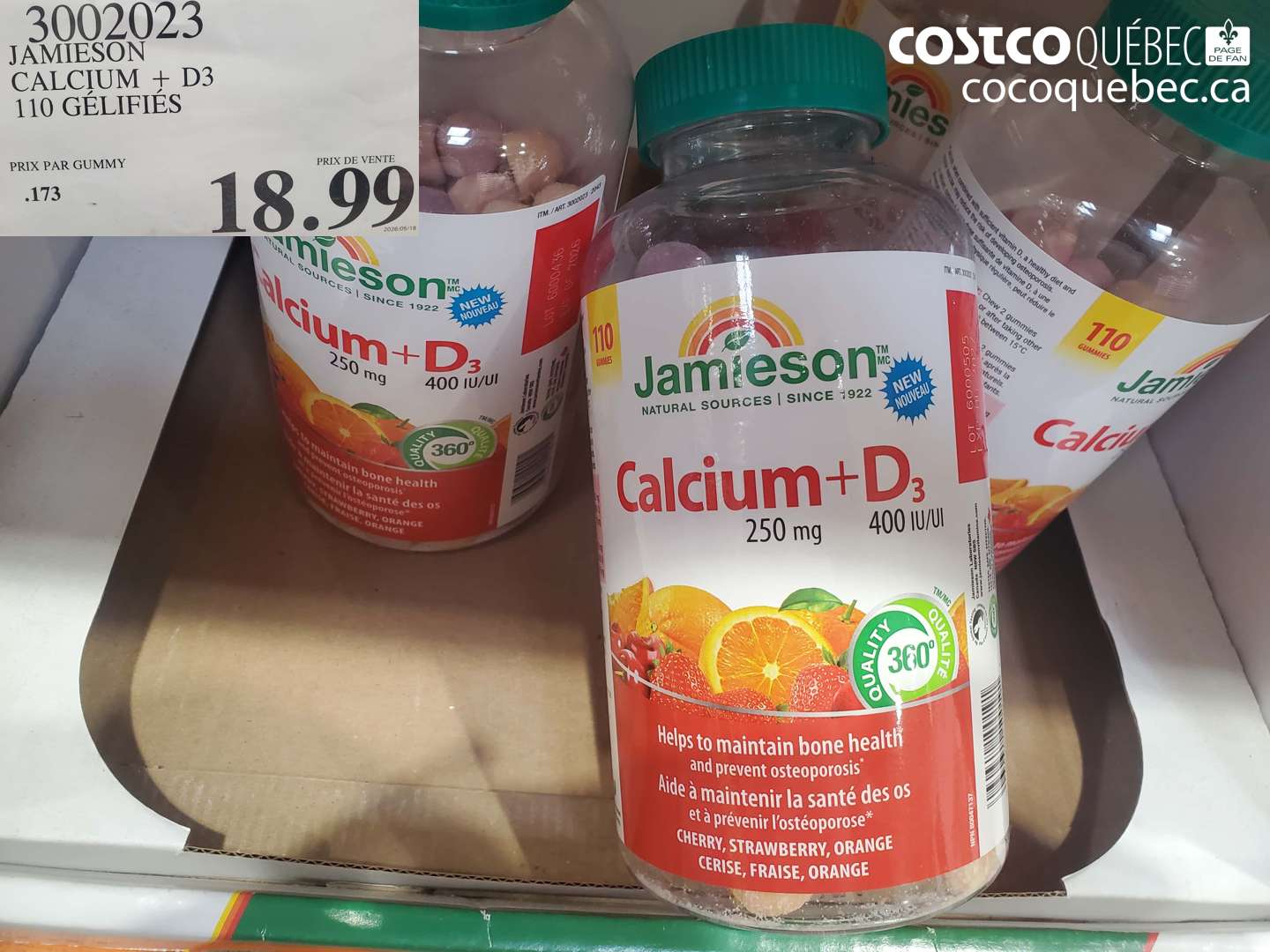 3002023 JAMIESON CALCIUM + D3 110 GÉLIFIÉS $18.99