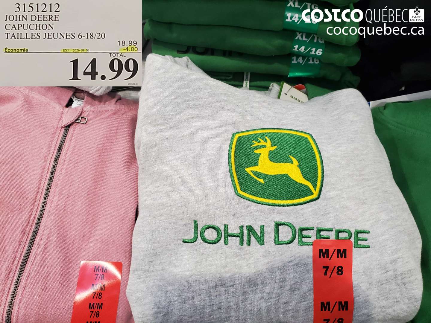3151212 JOHN DEERE CAPUCHON TAILLES JEUNES 6-18/20 ($4.00 INSTANT SAVINGS EXPIRES ON 2026-08-30) $14.99