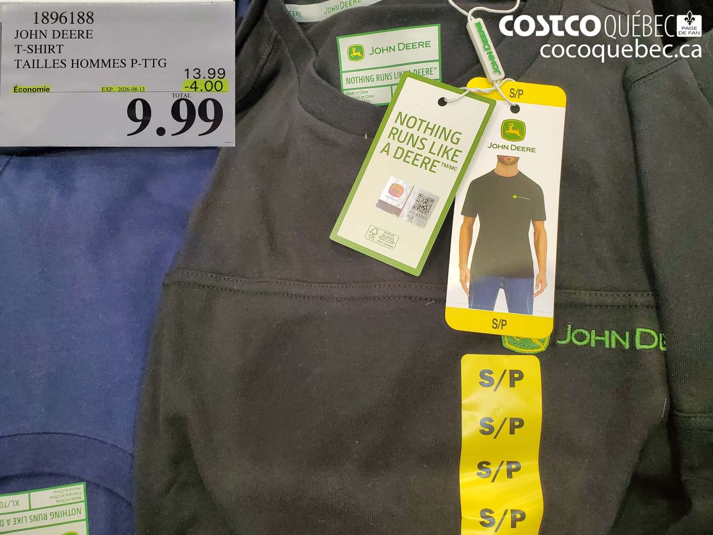 1896188 JOHN DEERE T-SHIRT TAILLES HOMMES P-TTG ($4.00 INSTANT SAVINGS EXPIRES ON 2026-08-13) $9.99