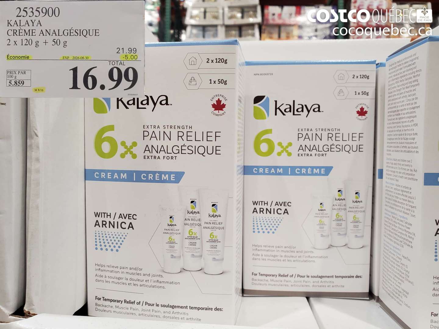 2535900 KALAYA CRÈME ANALGÉSIQUE ($5.00 INSTANT SAVINGS EXPIRES ON 2026-08-30) $16.99