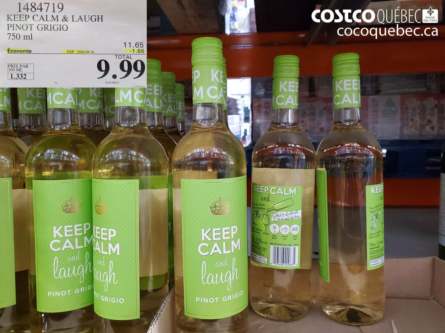 1484719 KEEP CALM & LAUGH PINOT GRIGIO 750 ML ($1.66 INSTANT SAVINGS EXPIRES ON 2026-08-16) $9.99