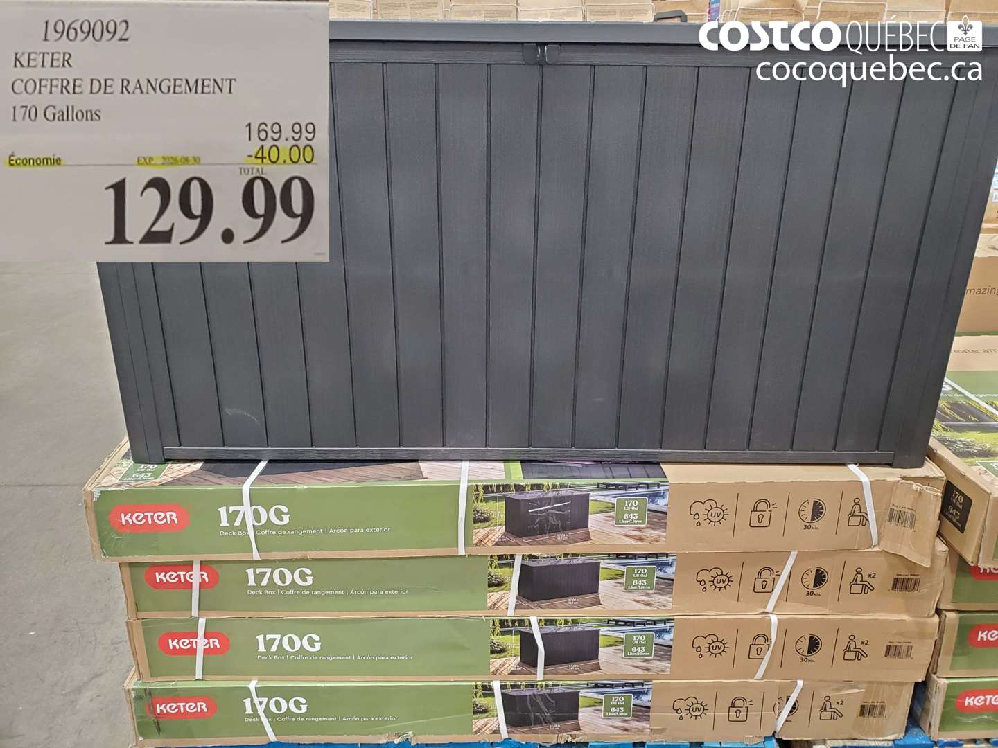 1969092 KETER COFFRE DE RANGEMENT ($40.00 INSTANT SAVINGS EXPIRES ON 2026-08-30) $129.99