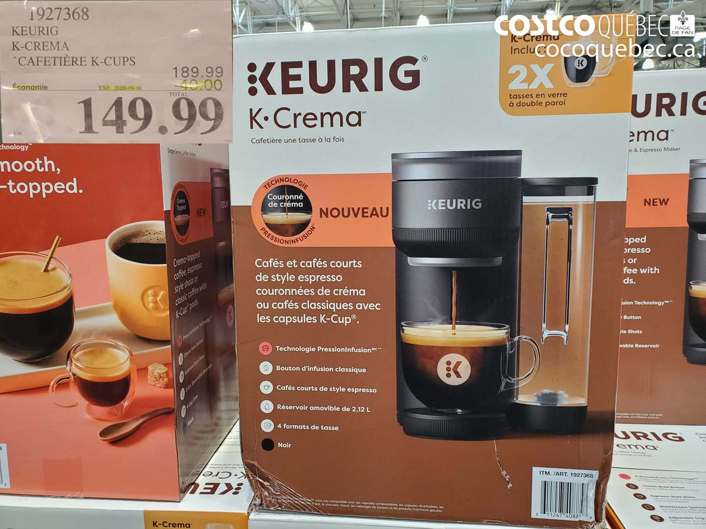 1927368 KEURIG K-CREMA ($40.00 INSTANT SAVINGS EXPIRES ON 2026-09-06) $149.99