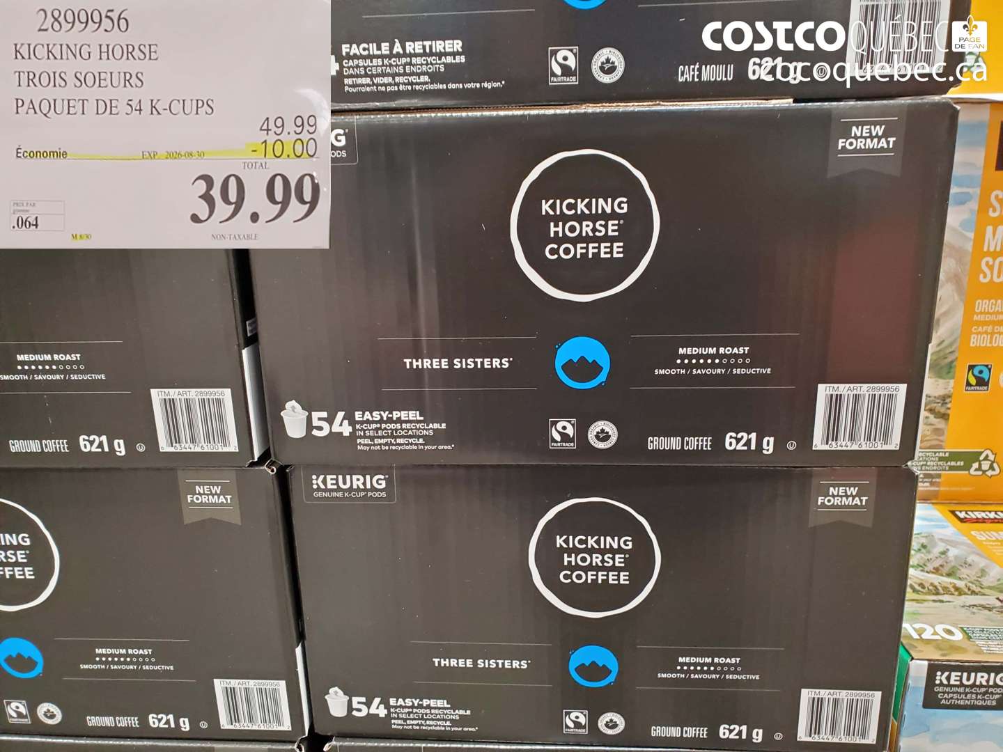 2899956 KICKING HORSE TROIS SOEURS PAQUET DE 54 K-CUPS ($10.00 INSTANT SAVINGS EXPIRES ON 2026-08-30) $39.99