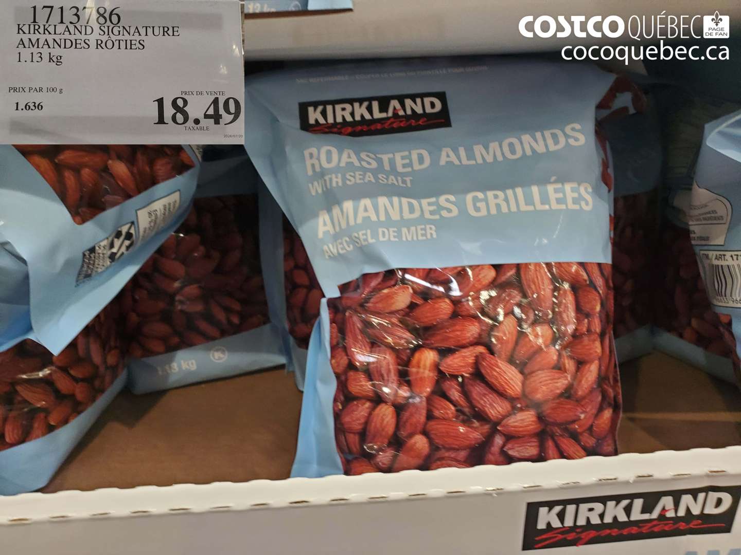 1713786 KIRKLAND SIGNATURE AMANDES RÔTIES $18.49