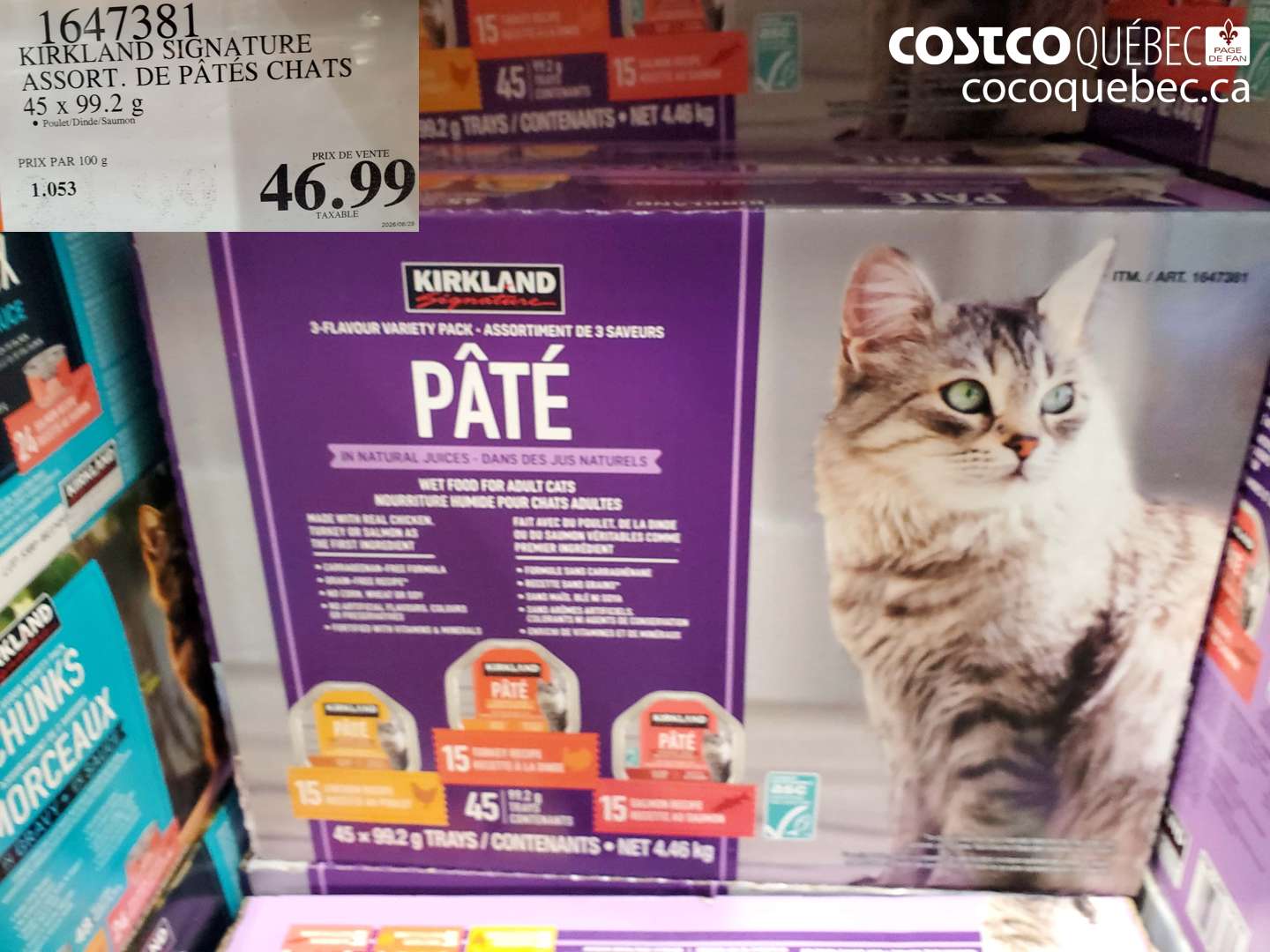 1647381 KIRKLAND SIGNATURE ASSORT. DE PÂTÉS CHATS $46.99