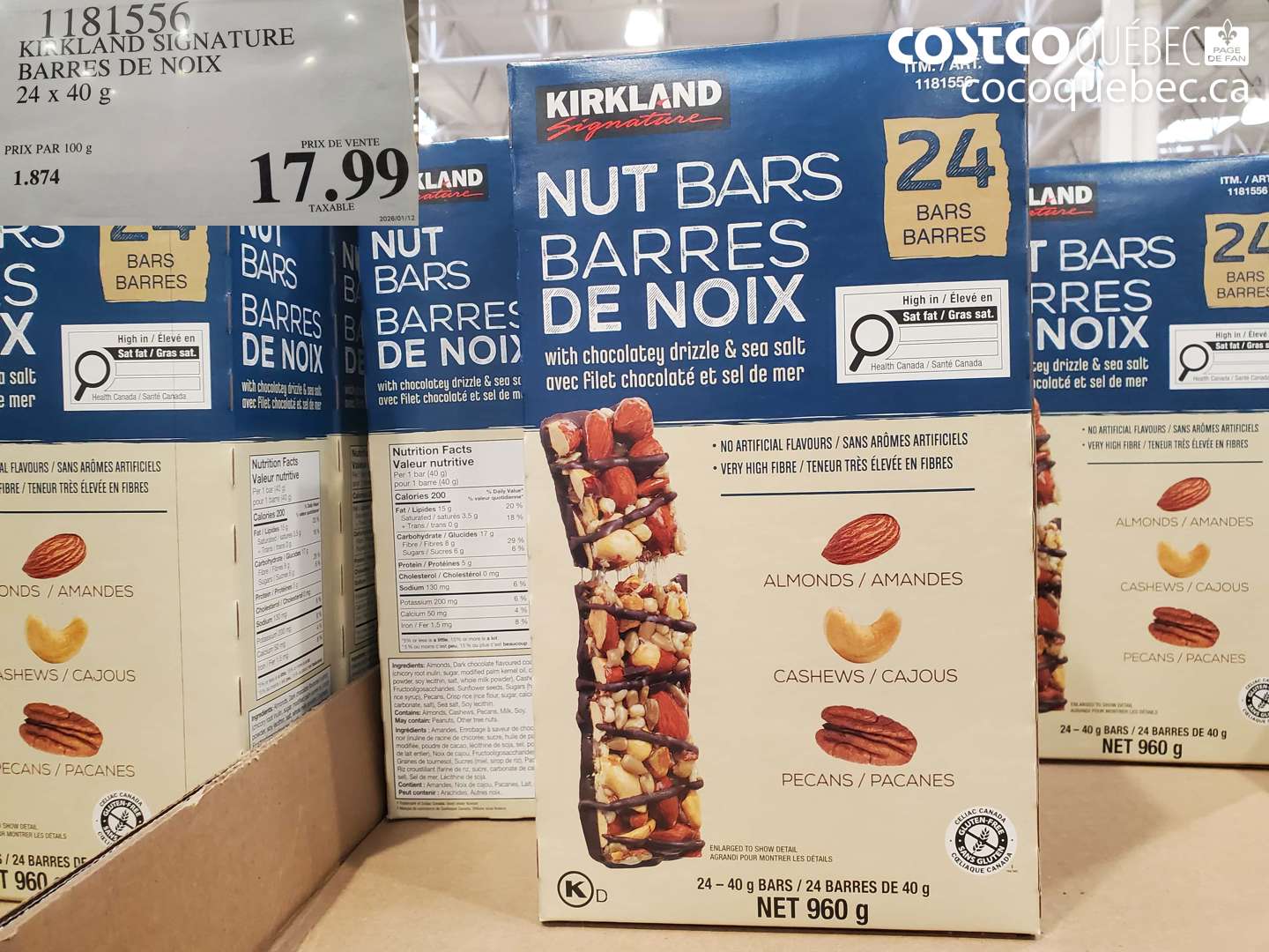 1181556 KIRKLAND SIGNATURE BARRES DE NOIX $17.99