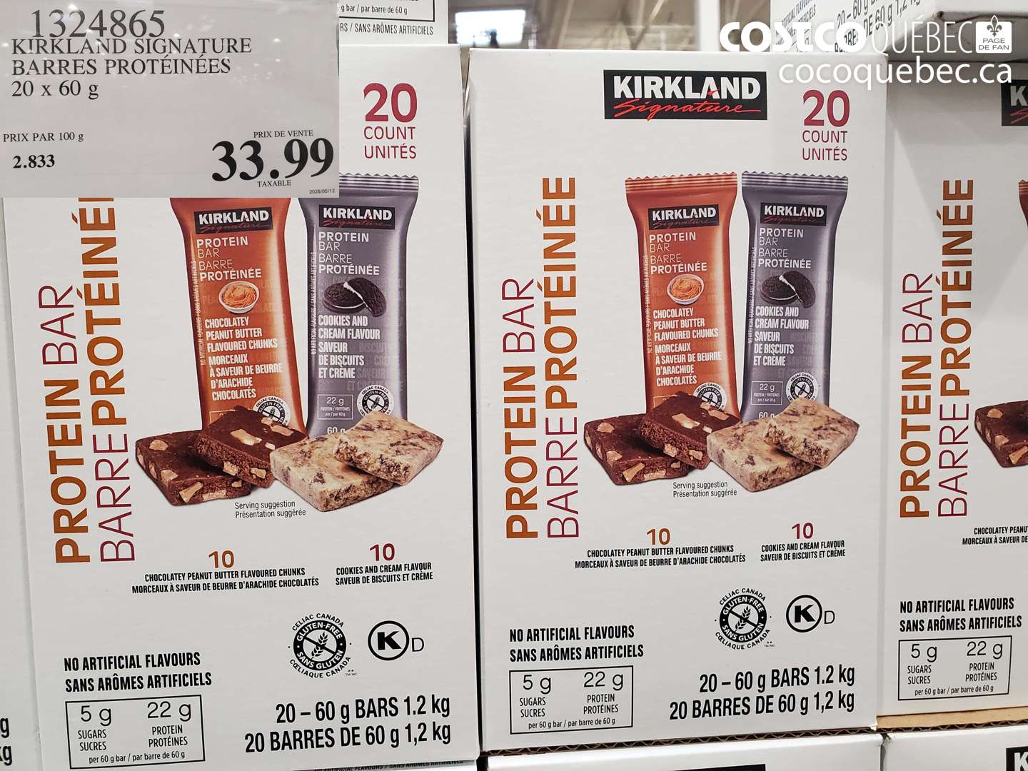 1324865 KIRKLAND SIGNATURE BARRES PROTÉINÉES $33.99