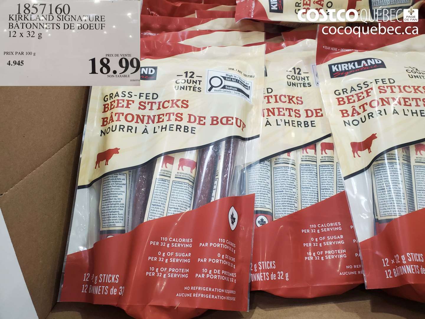 1857160 KIRKLAND SIGNATURE BÂTONNETS DE BOEUF $18.99
