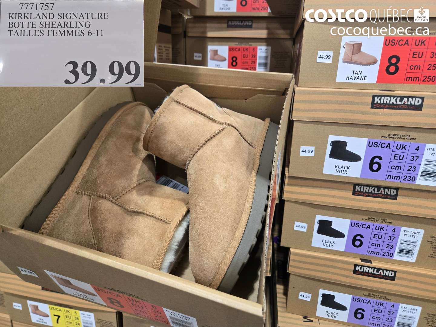 7771757 KIRKLAND SIGNATURE BOTTE SHEARLING TAILLES FEMMES 6-11 $39.99