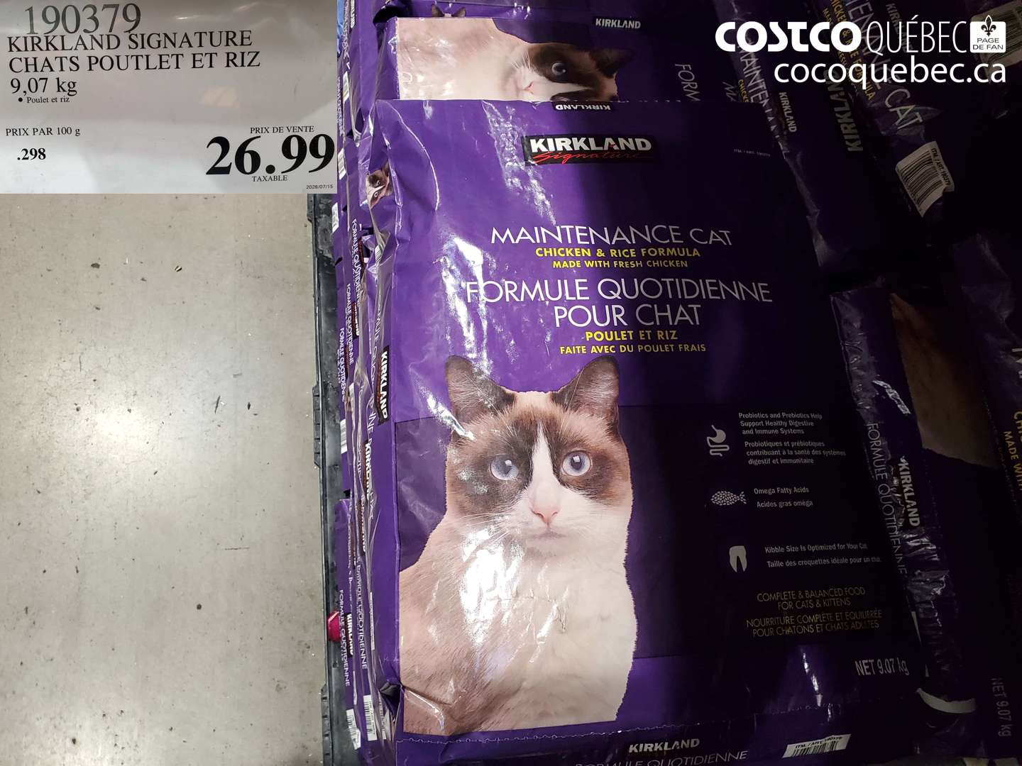 190379 KIRKLAND SIGNATURE CHATS POUTLET ET RIZ $26.99