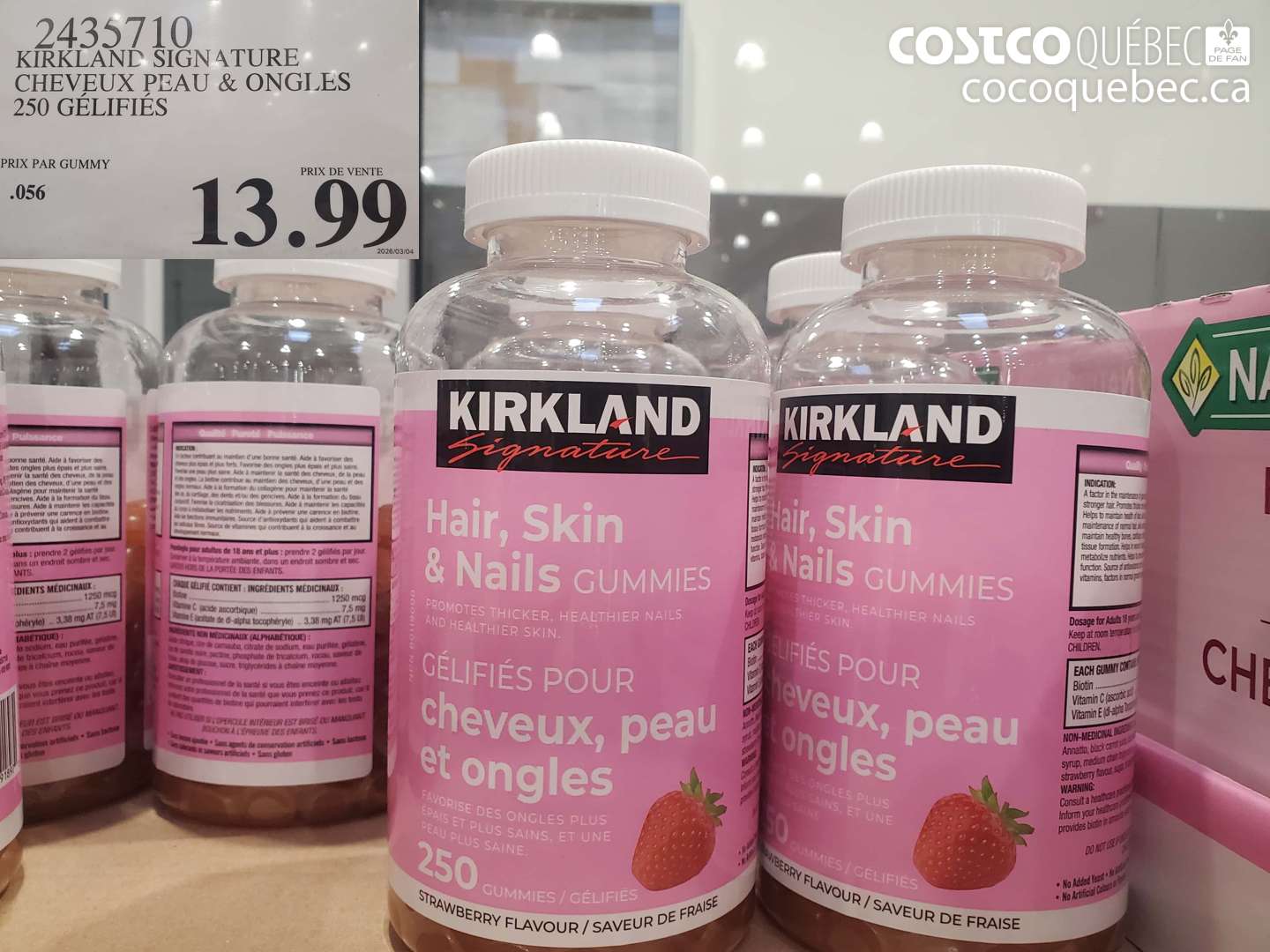 2435710 KIRKLAND SIGNATURE CHEVEUX PEAU & ONGLES 250 GÉLIFIÉES $13.99