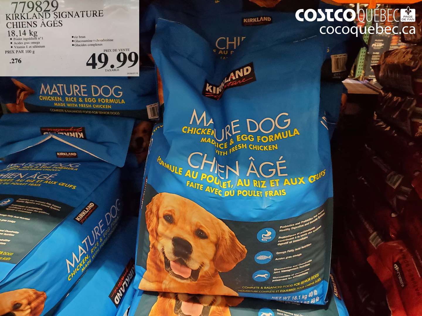 779829 KIRKLAND SIGNATURE CHIENS ÂGÉS 18.14 KG $49.99
