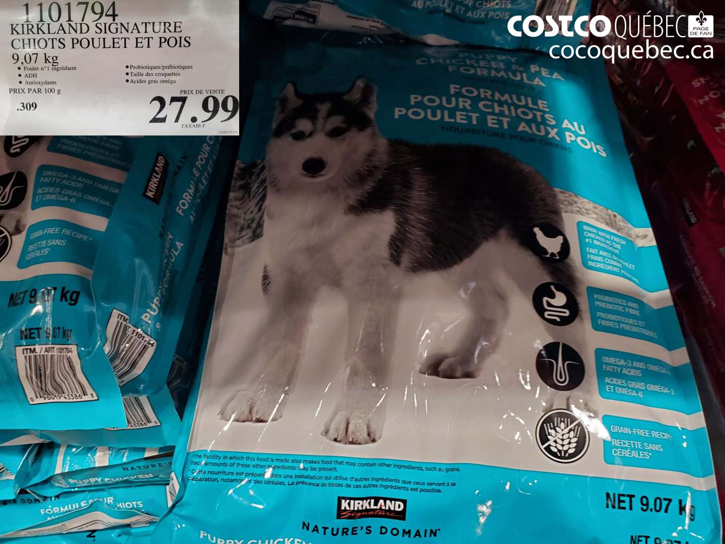 1101794 KIRKLAND SIGNATURE CHIOTS POULET ET POIS $27.99
