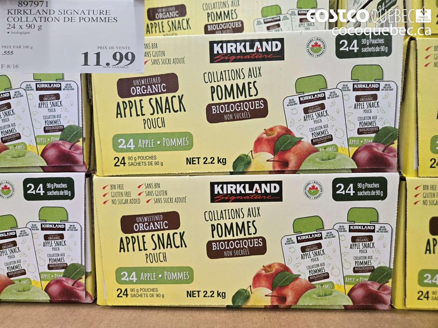 897971 KIRKLAND SIGNATURE COLLATION DE POMMES 24 X 90 G $11.99