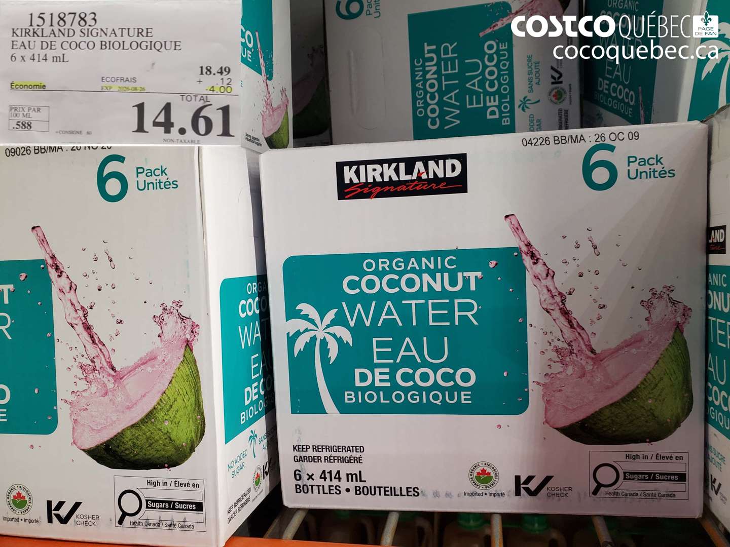 1518783 KIRKLAND SIGNATURE EAU DE COCO BIOLOGIQUE ($4.00 INSTANT SAVINGS EXPIRES ON 2026-08-26) $14.61