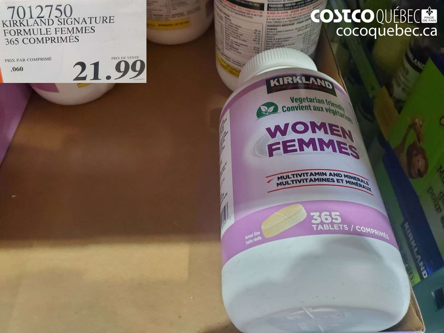 7012750 KIRKLAND SIGNATURE FORMULE FEMMES 365 COMPRIMÉS $21.99