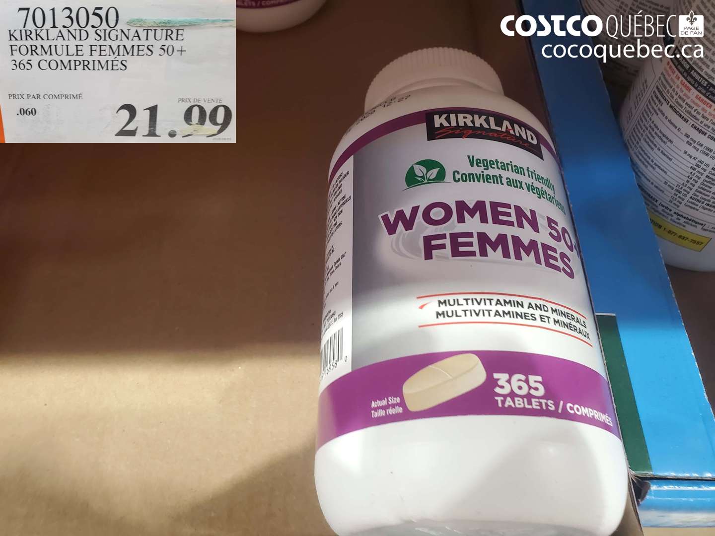 7013050 KIRKLAND SIGNATURE FORMULE FEMMES 50+ 365 COMPRIMÉS $21.99