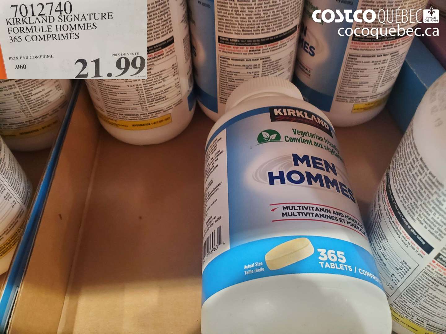 7012740 KIRKLAND SIGNATURE FORMULE HOMMES 365 COMPRIMÉS $21.99