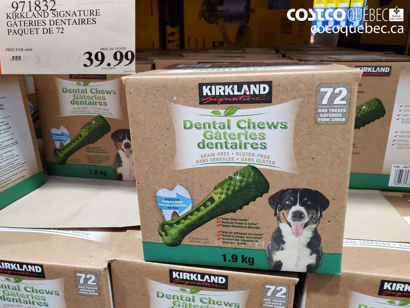 971832 KIRKLAND SIGNATURE GÂTERIES DENTAIRES PAQUET DE 72 $39.99
