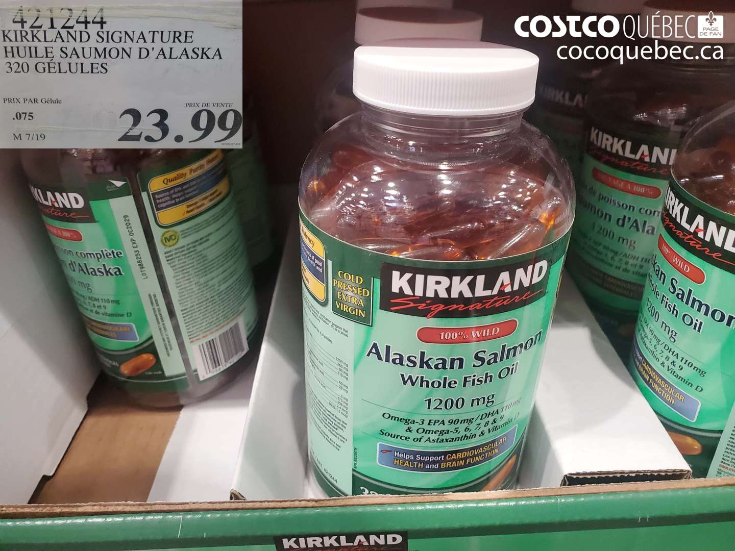 421244 KIRKLAND SIGNATURE HUILE SAUMON D'ALASKA 320 GÉLULES $23.99