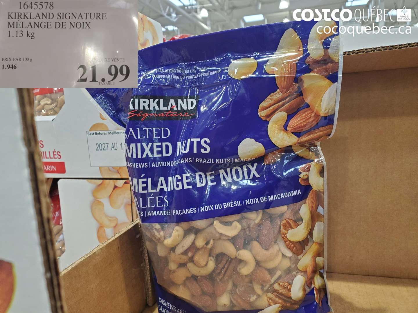 1645578 KIRKLAND SIGNATURE MÉLANGE DE NOIX $21.99