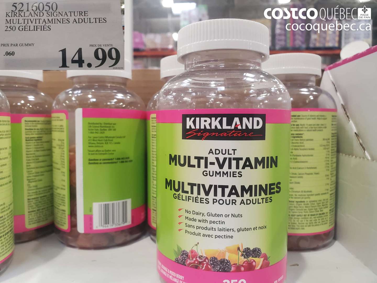 5216050 KIRKLAND SIGNATURE MULTIVITAMINES ADULTES 250 GÉLIFIÉS $14.99