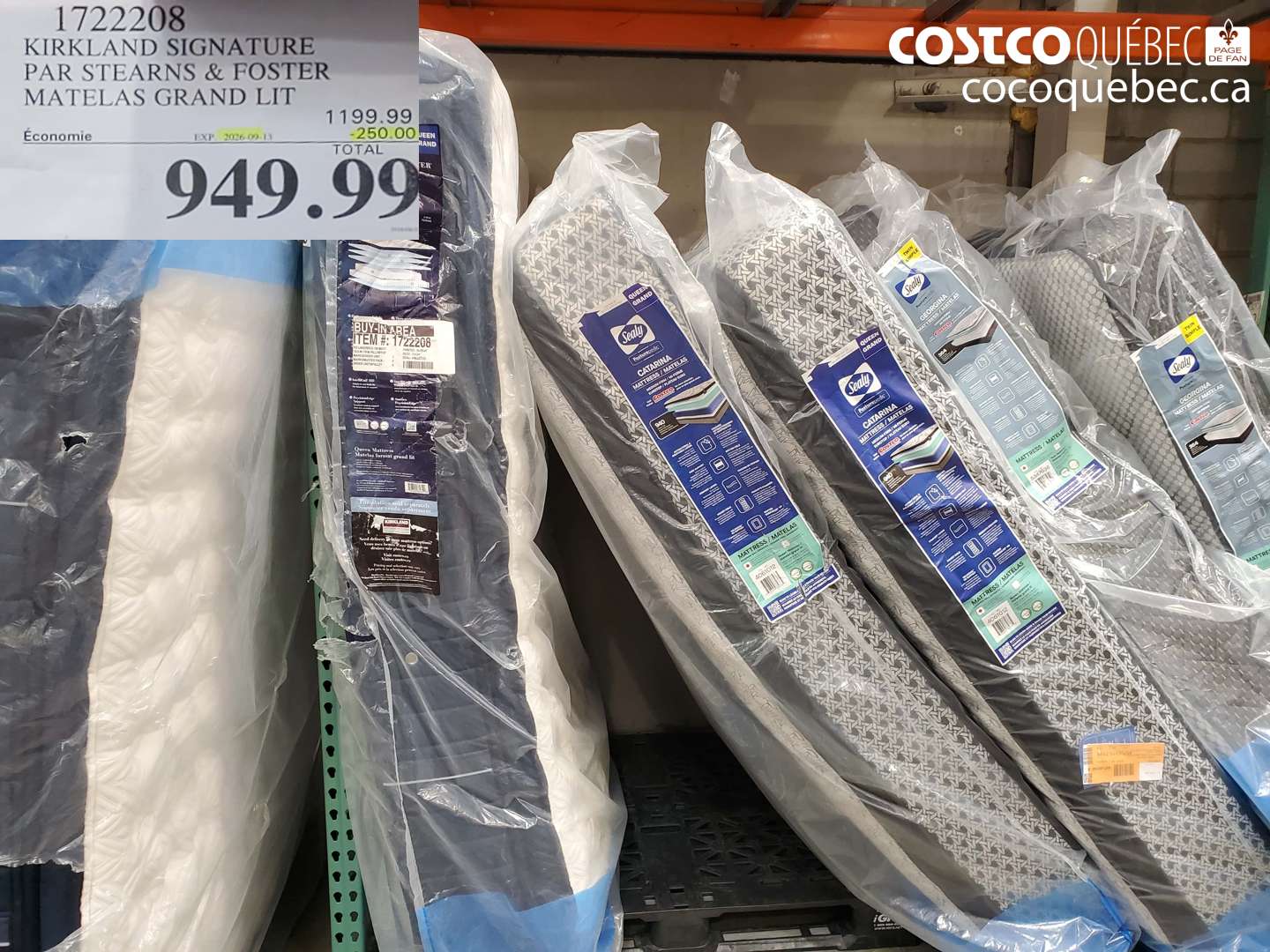 1722208 KIRKLAND SIGNATURE PAR STEARNS & FOSTER MATELAS GRAND LIT ($250.00 INSTANT SAVINGS EXPIRES ON 2026-09-13) $949.99