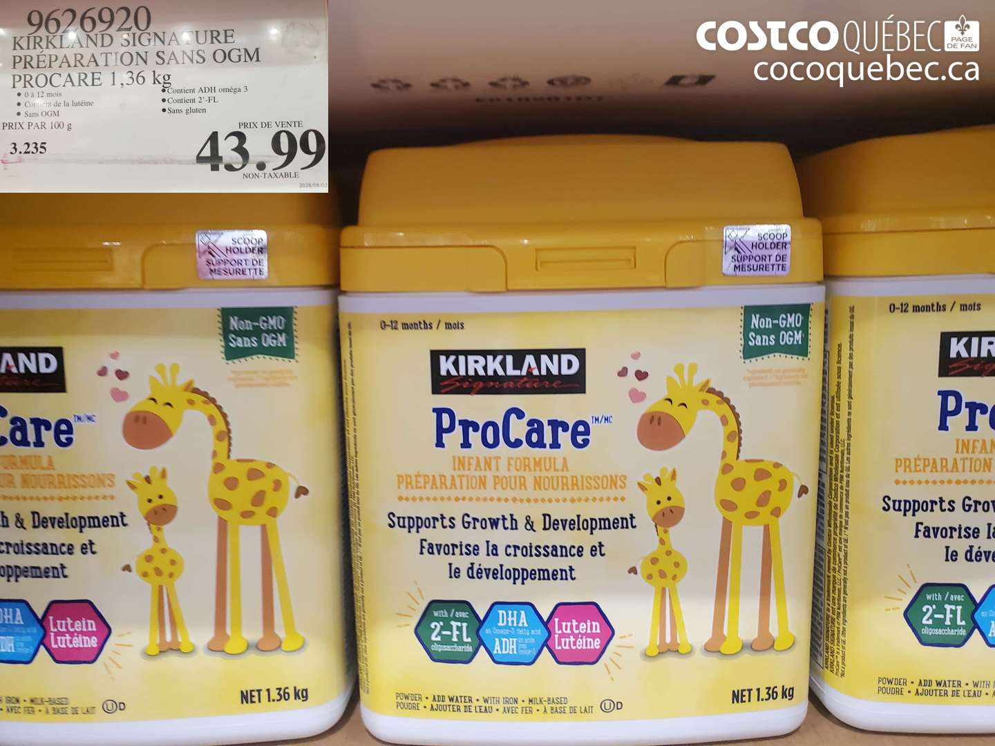 9626920 KIRKLAND SIGNATURE PRÉPARATION SANS OGM PROCARE 1.36 KG $43.99