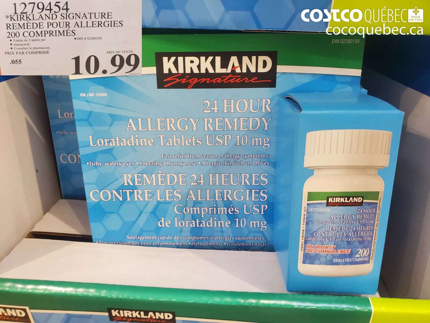 1279454 KIRKLAND SIGNATURE REMÈDE POUR ALLERGIES 200 COMPRIMÉS $10.99