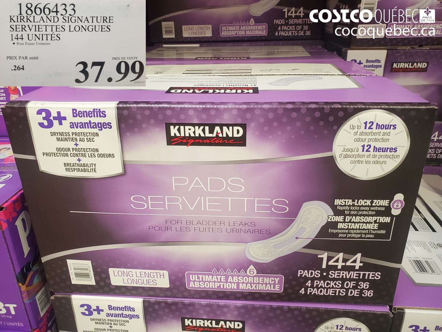 1866433 KIRKLAND SIGNATURE SERVIETTES LONGUES 144 UNITÉS $37.99