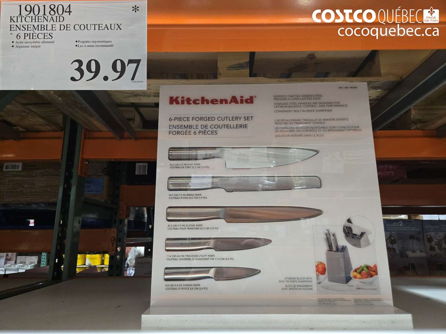 1901804 KITCHENAID ENSEMBLE DE COUTEAUX 6 PIÈCES $39.97