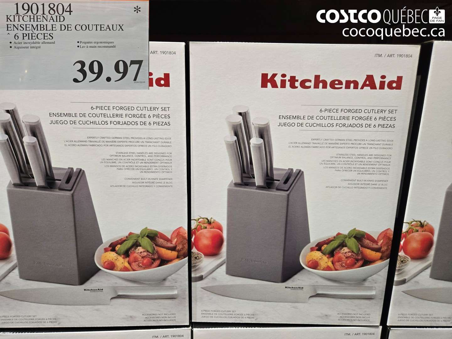 1901804 KITCHENAID ENSEMBLE DE COUTEAUX 6 PIÈCES $39.97