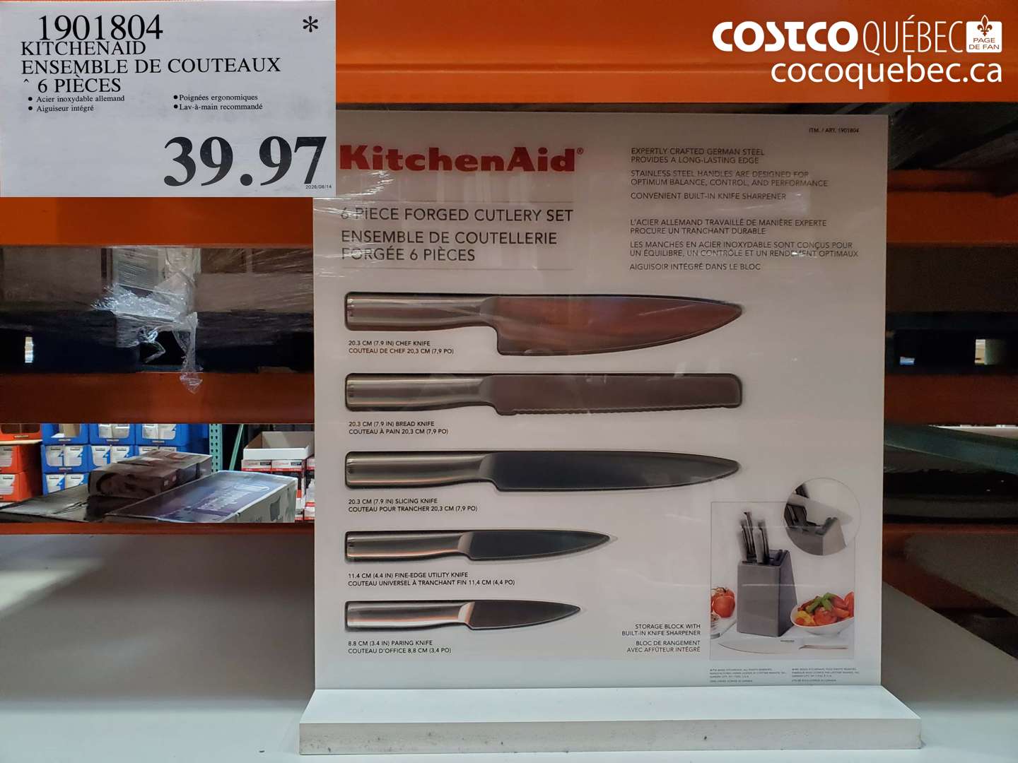 1901804 KITCHENAID ENSEMBLE DE COUTEAUX 6 PIÈCES $39.97