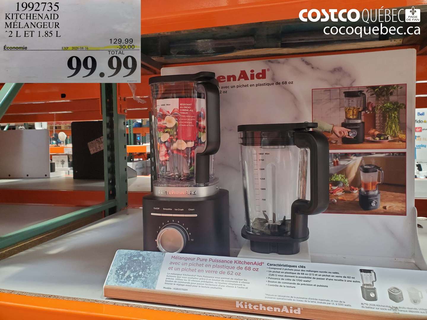 1992735 KITCHENAID MÉLANGEUR ($30.00 INSTANT SAVINGS EXPIRES ON 2026-08-16) $99.99