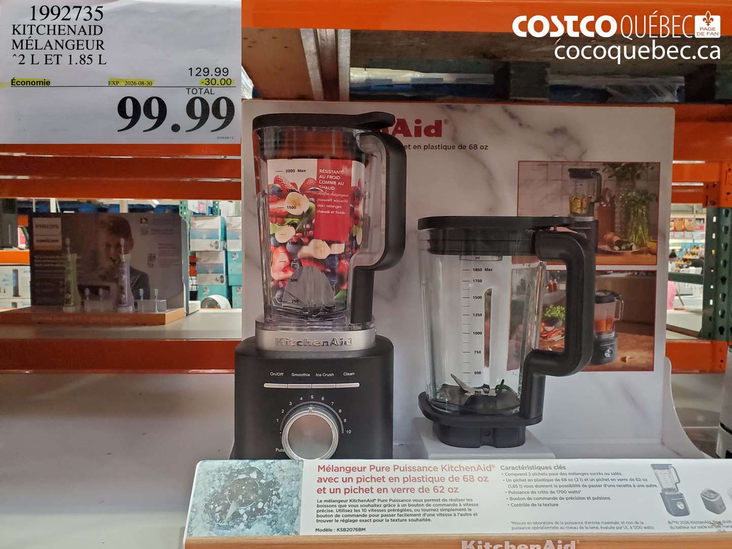 1992735 KITCHENAID MÉLANGEUR 2 L ET 1.85 L ($30.00 INSTANT SAVINGS EXPIRES ON 2026-08-30) $99.99