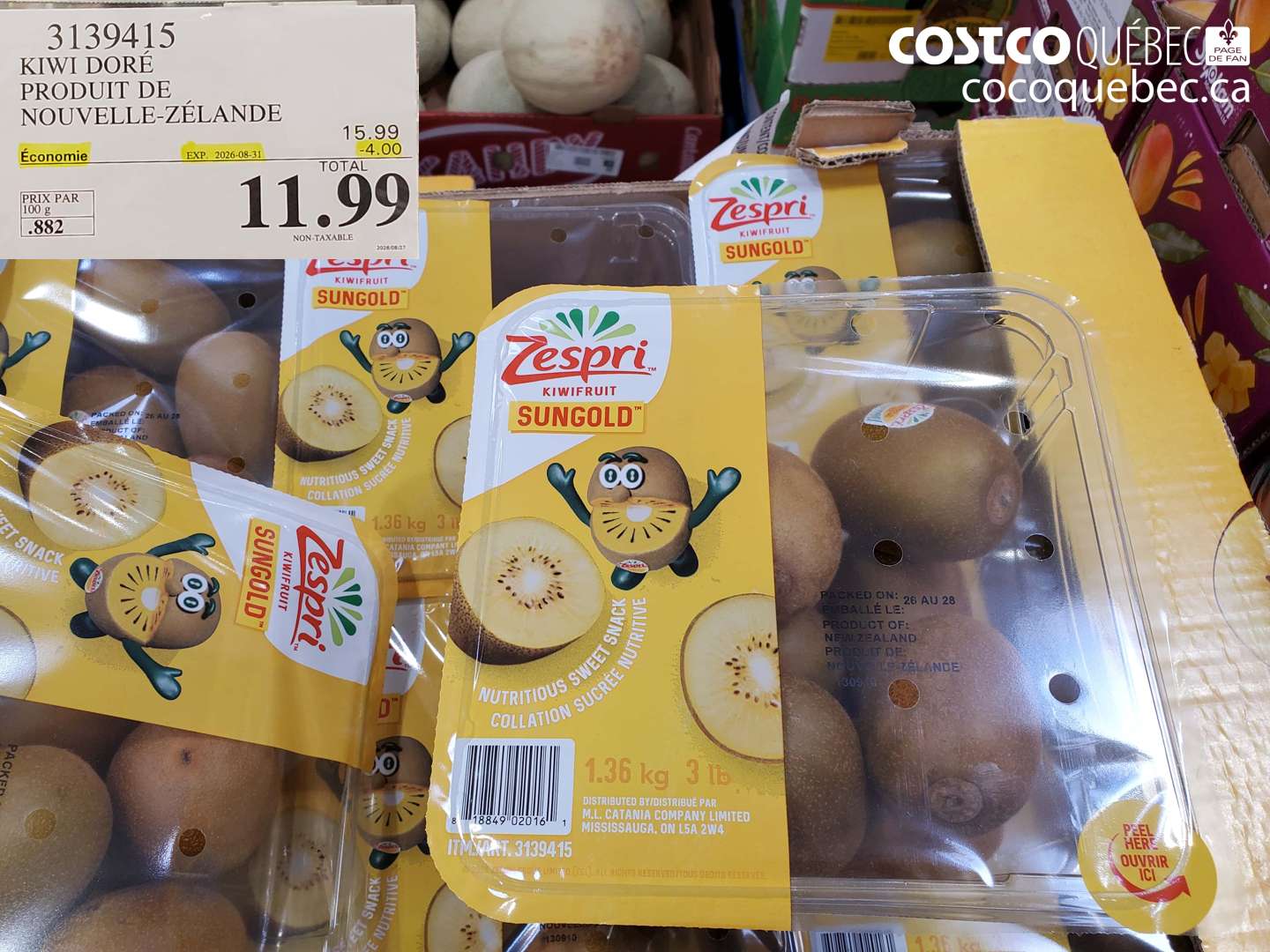 3139415 KIWI DORÉ PRODUIT DE NOUVELLE-ZÉLANDE ($4.00 INSTANT SAVINGS EXPIRES ON 2026-08-31) $11.99
